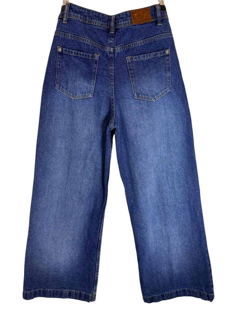 Roxy Flare Cropped Wide Leg Jeans Size 27 Medium Wash High Rise Denim